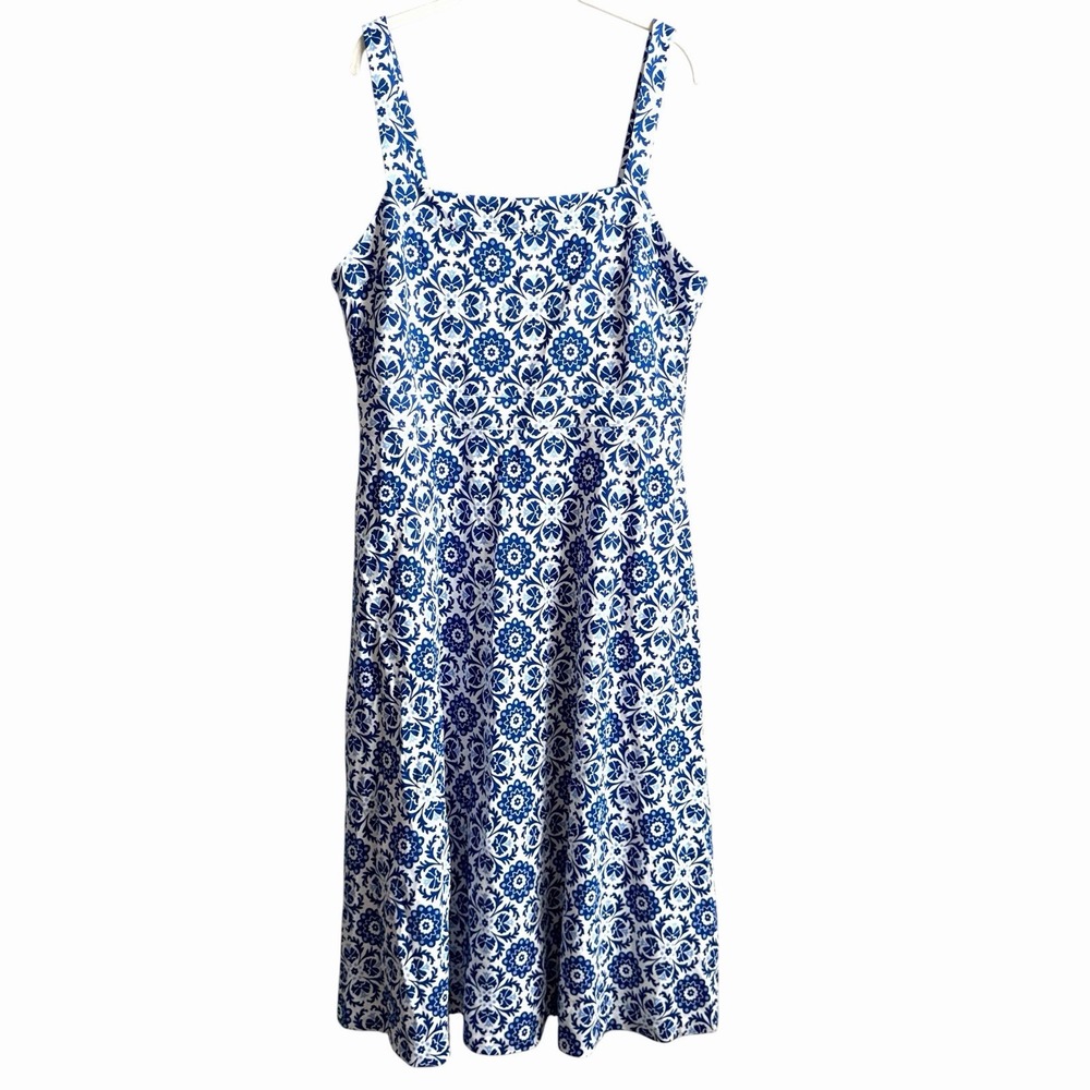 NWT Boden Bridget Dress Blue Fit Flare Jersey Ponte Midi Pockets Size 14 R New - Picture 2 of 10